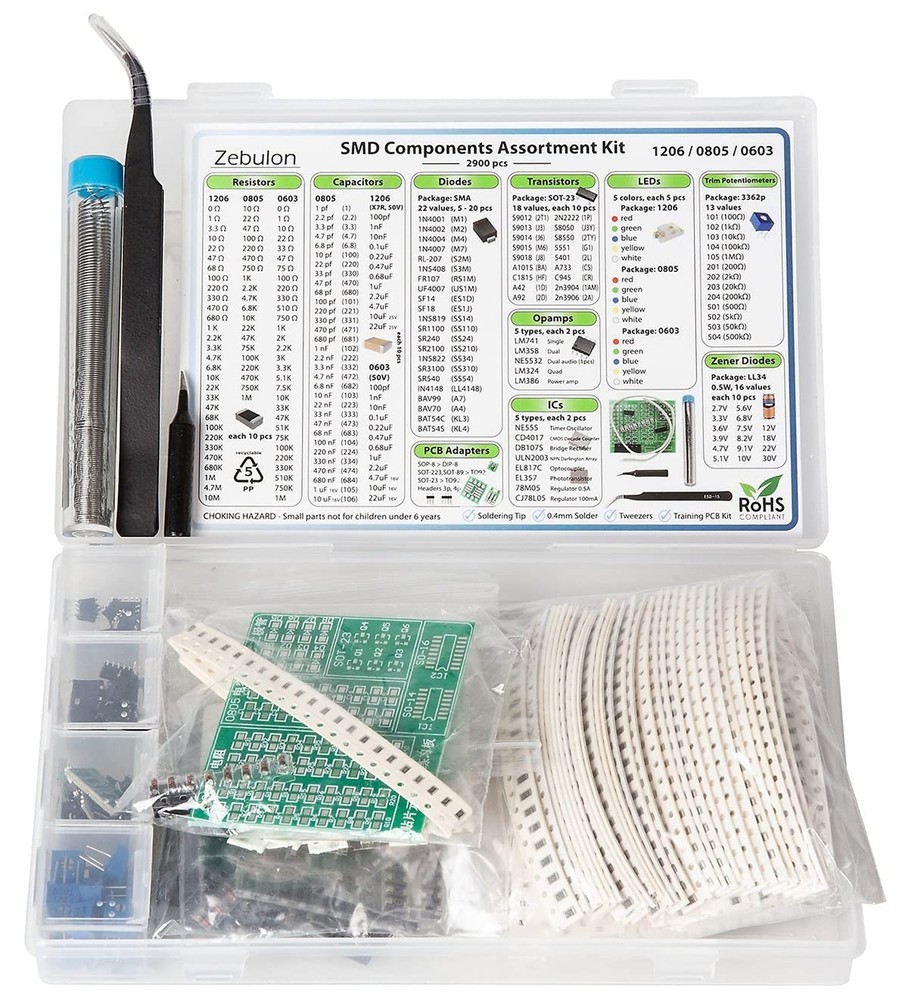 2900 pcs SMD 1206 0805 0603 Component Assortment, Resistor, Capacitor, Diode,...