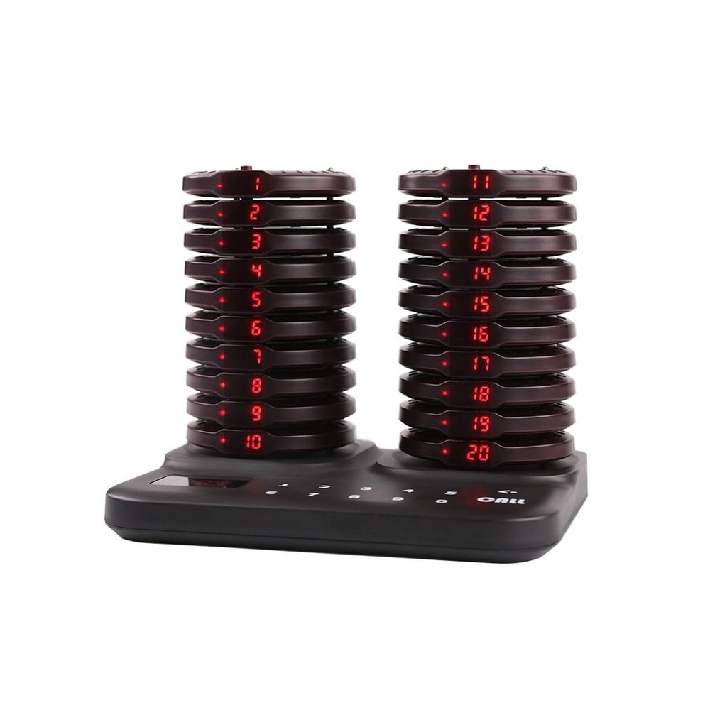 AGJ Restaurant Pager System Wireless 20 Coaster Beeper Guest Customer Queue B...