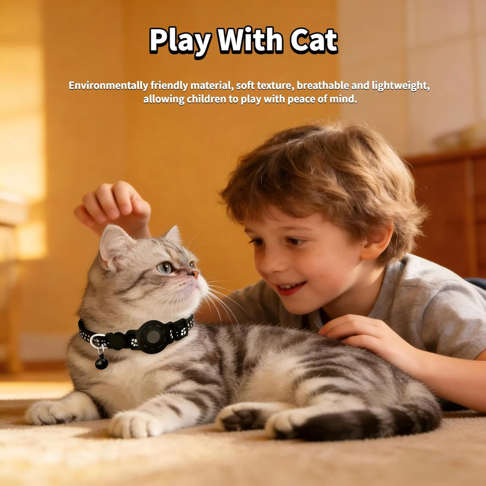 GPS Collar for Cats，Pet Tracker (Android Only) Smart Tag,Waterproof Compatible w