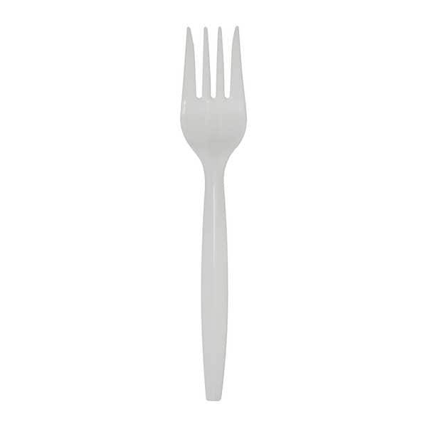 Disposable Fork White Plastic Medium Weight Bulk Case 960 Polypropylene