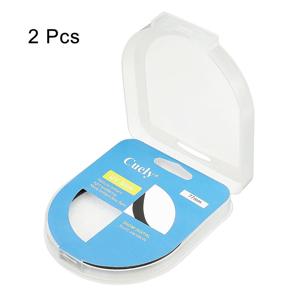 UV Lens Filters, 77mm Thin Protective Multilayer Frame, 2pcs