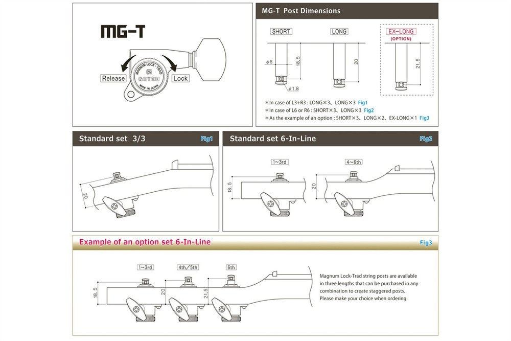 GOTOH SGL510Z-A01 Locking Tuning Machine Midsize-Large Knobs - Pre-Configured