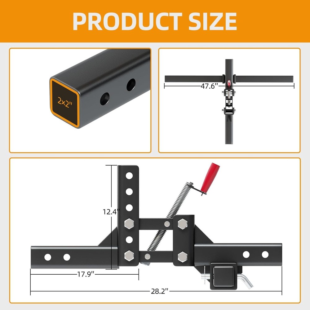 Manual 1-Point Implement Lift System for ATV UTV Quick Lift with 2" Receiver
