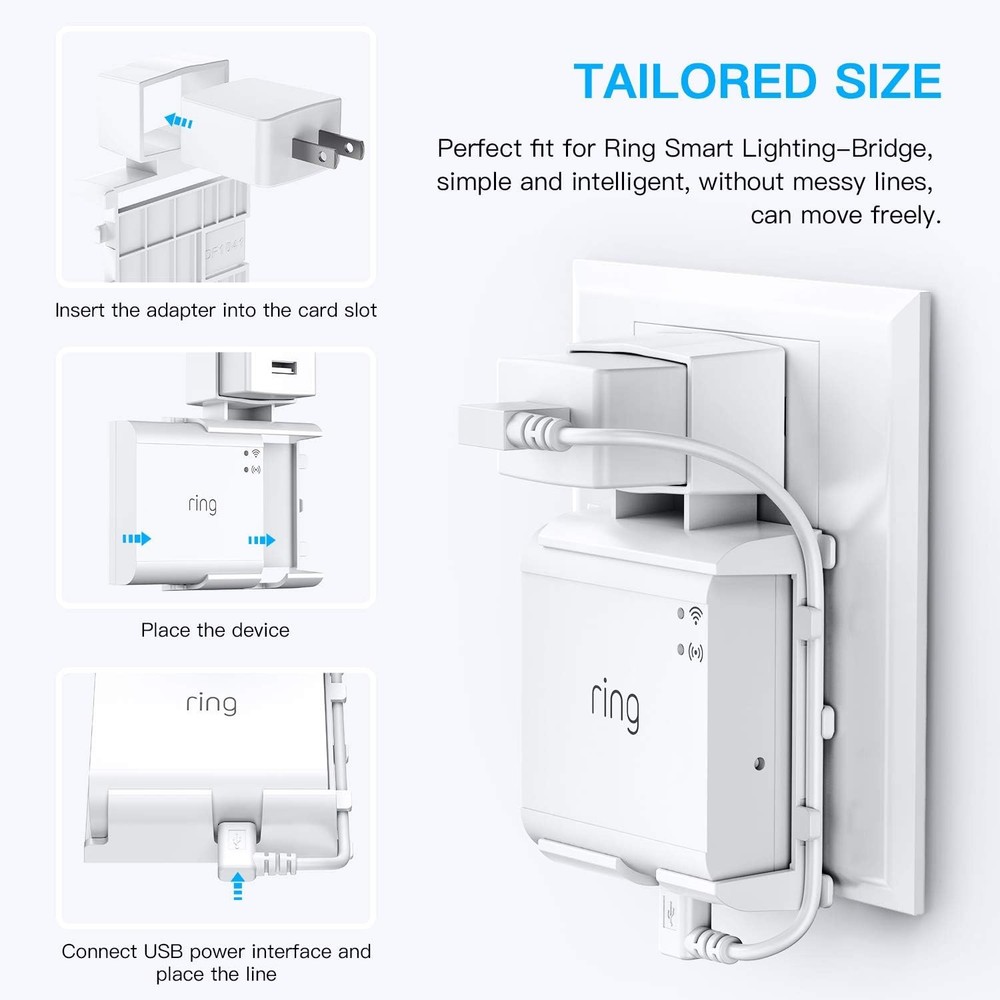 HOLACA Outlet Wall Mount for Ring Smart Lighting Bridge,Easily Be White