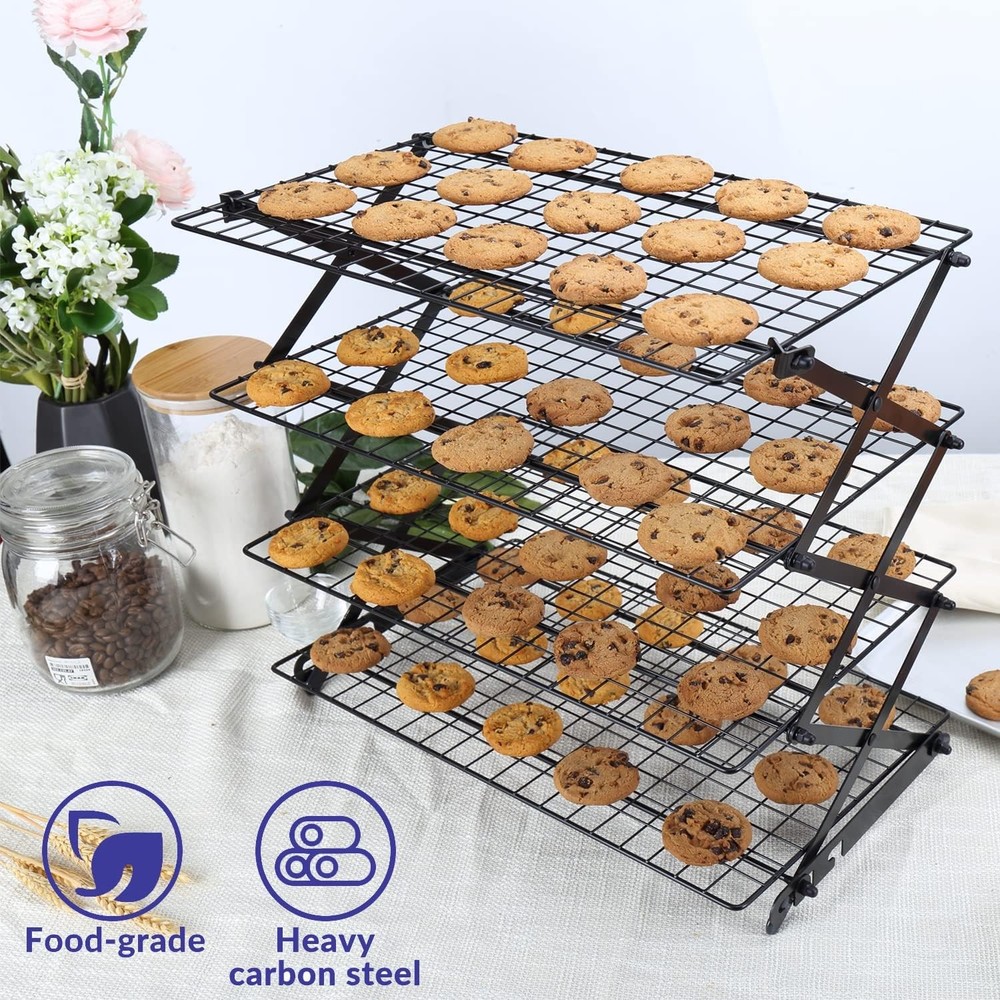 2/3/4-Tier Upgraded Collapsible Cooling Rack W/ Adjustable 3 Setting Design