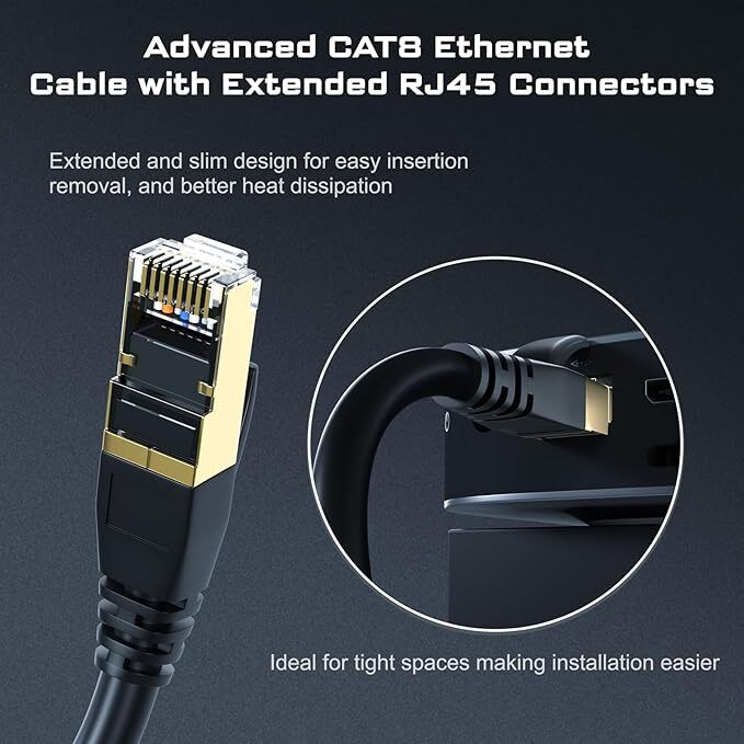 Cat 8 Ethernet RJ45 Cable Super Speed 40Gbps Patch LAN Network Gold Plated LOT