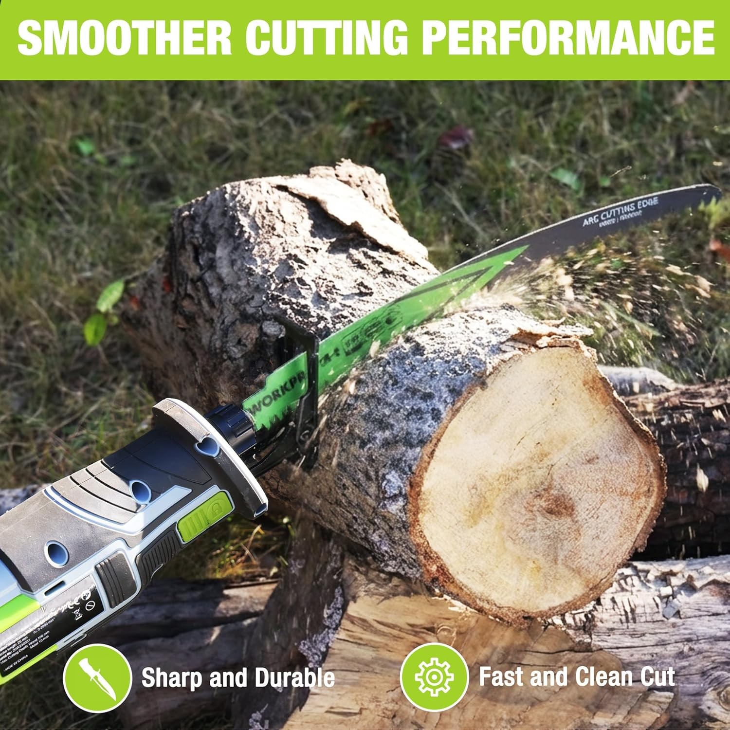 WORKPRO 3PCS Arc Cutting Edge 15" Wood Pruning Reciprocating Saw Blades Set 6TPI