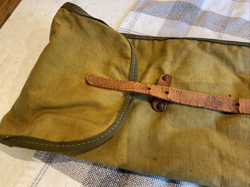 Vintage leather and canvas rifle case
