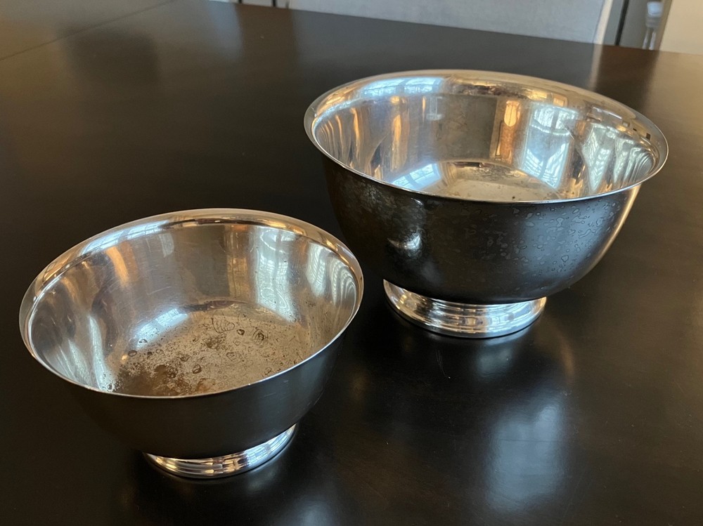 Wm Rogers Paul Revere Reproduction Set of 2 Small Silverplate Candy/Nut Bowls