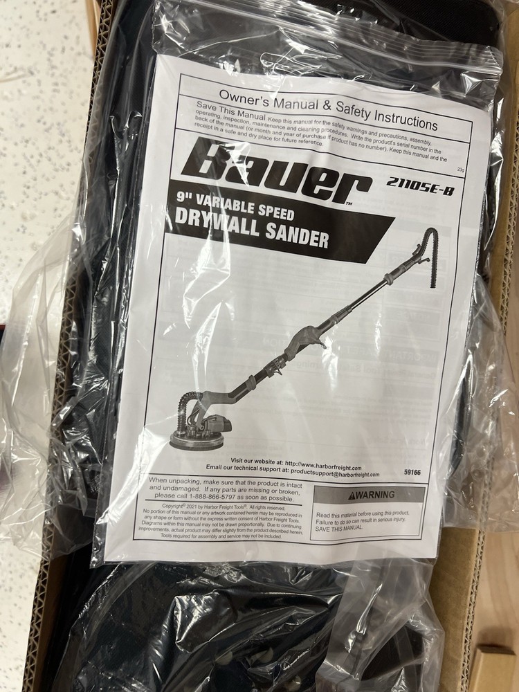 *NEW* Bauer 5 Amp, 9" Variable-Speed Drywall Sander, 59166, 21105E-B