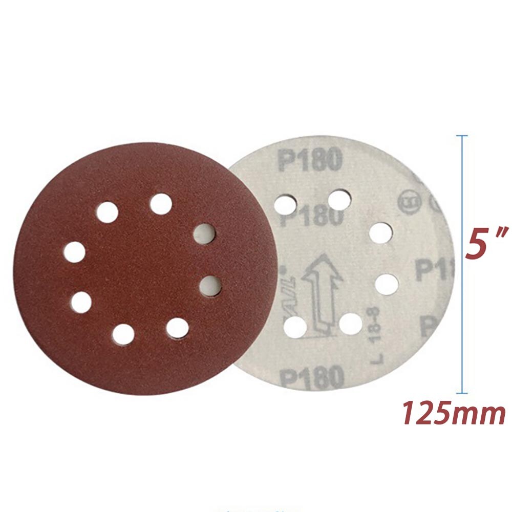 5 Inch 8 Hole Dustless Hook and Loop Sanding Disc Sander Round Sandpaper
