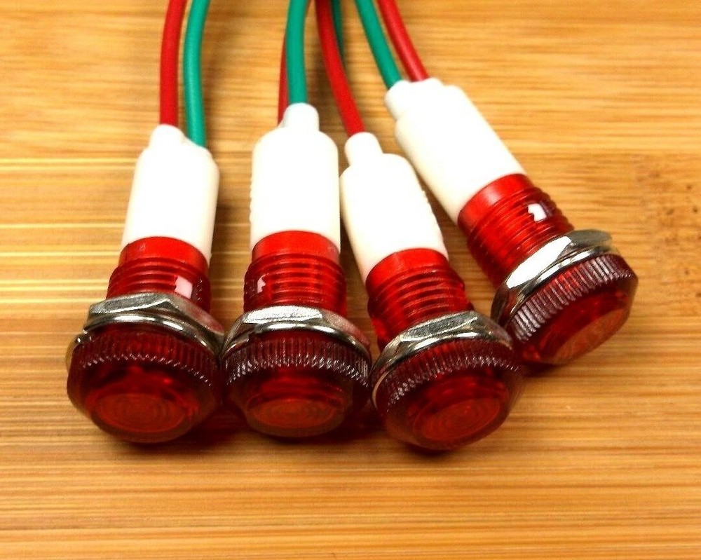 4 BBT 12 VDC Waterproof Red LED Low-Profile Indicator Lights