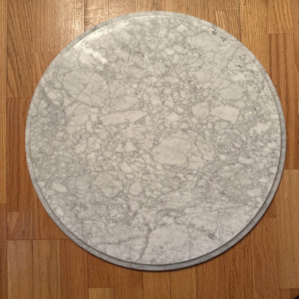 Vintage Solid Replacement 24” Marble Table Top (Italy) White & Gray Veining