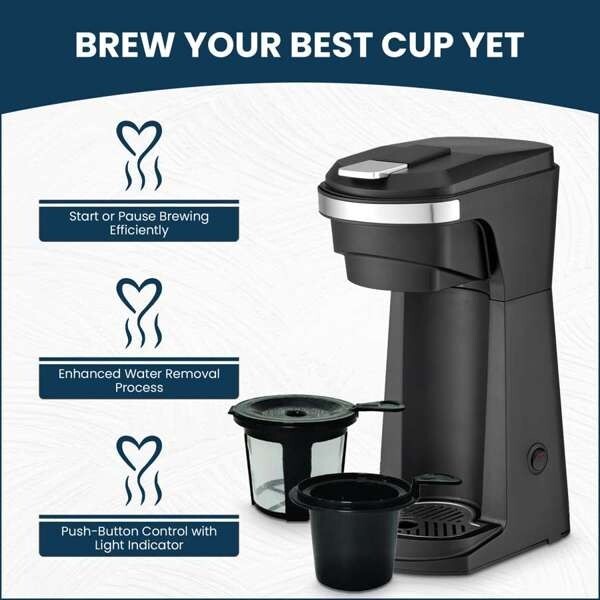 Culinary Chef, 2 In 1 Coffee Maker K Cup/Ground Coffee Compatible, Black
