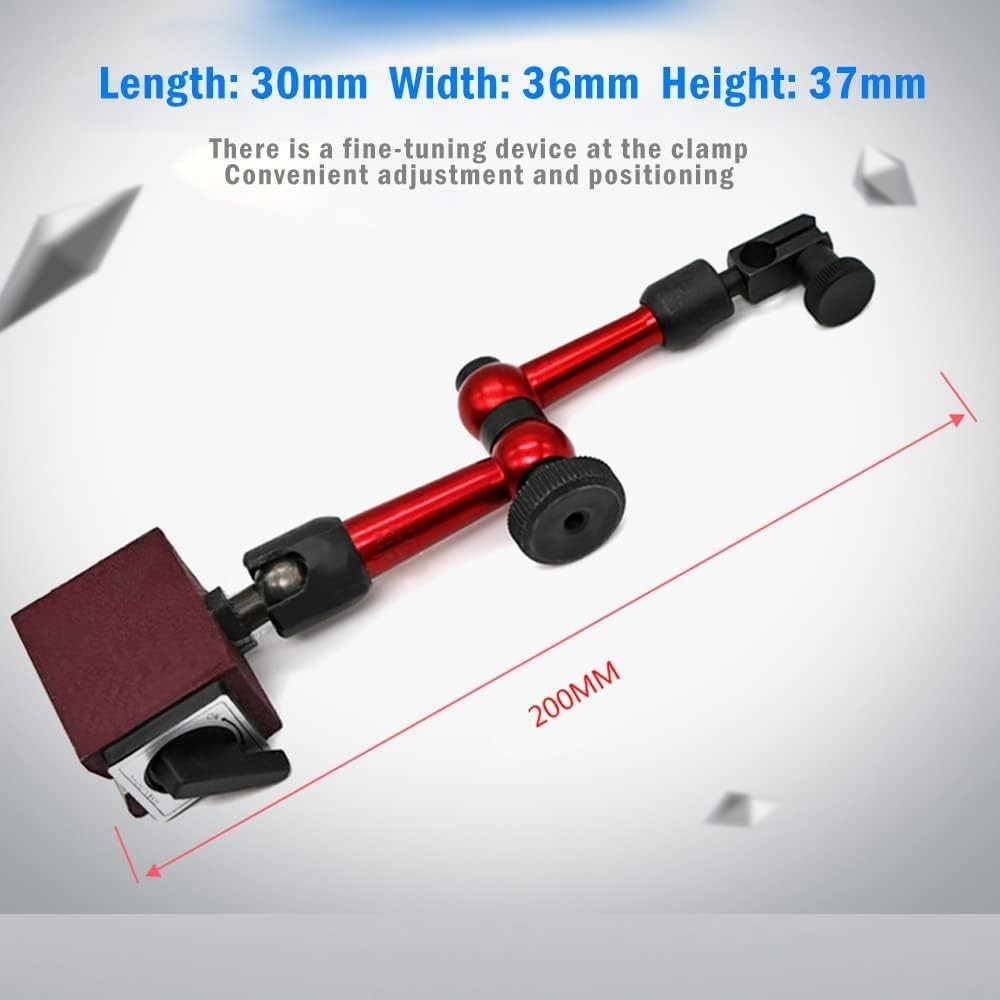 Red Adjustable Magnetic Base Holder for Dial Indicator, Metal, Quick Fix