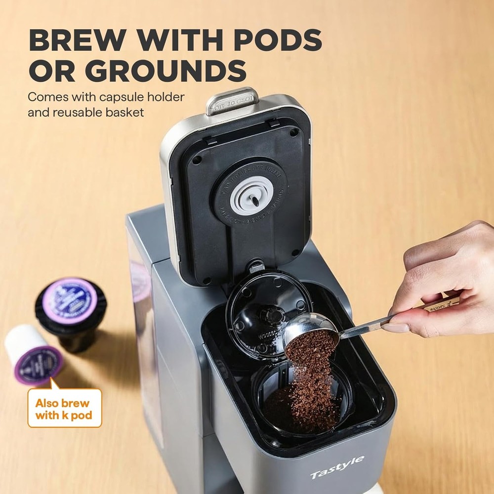 Single Serve Coffee Maker, Iced and Hot Coffee Machine for K Cup & Grounds, Comp