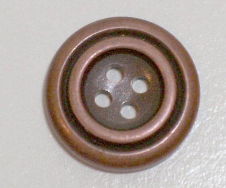Bronzetone Round Buttons 4 Hole Metal Coated New Old Stock 3/4" x 1 Piece Bin B