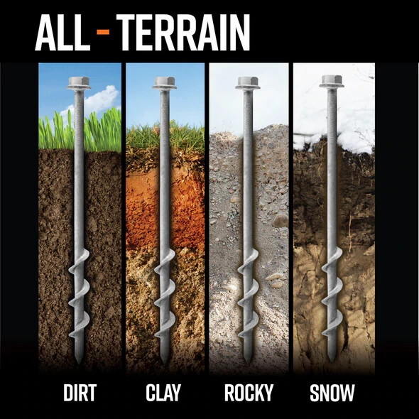 GROUNDGRABBA Ground Anchor Screw Kit - 2 Ft Ground Anchors- 4 Pack Earth Screw