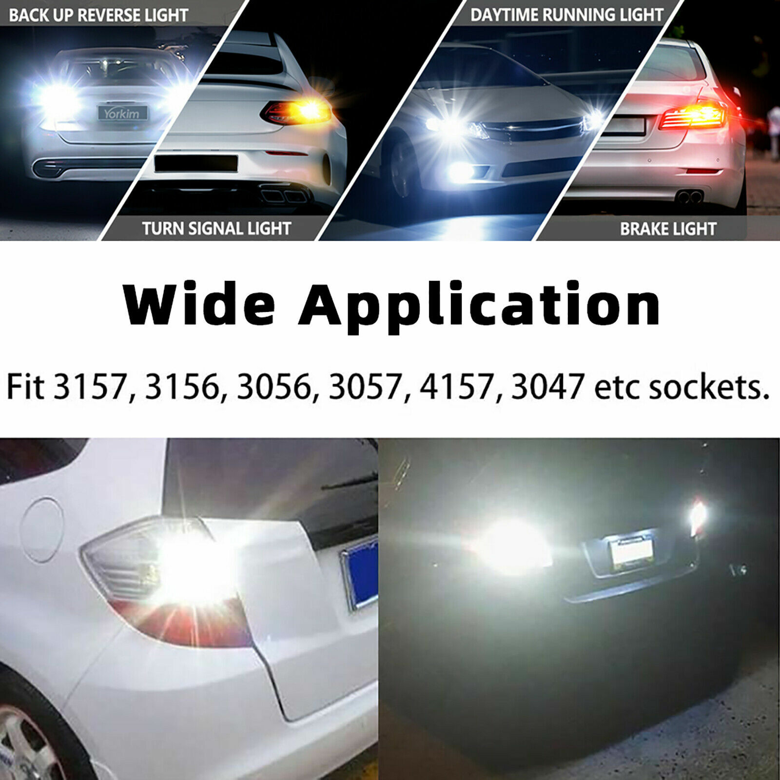 10pcs 3157 3156 18SMD LED Reverse Tail Brake Turn Signal Light Bulbs 6000K White