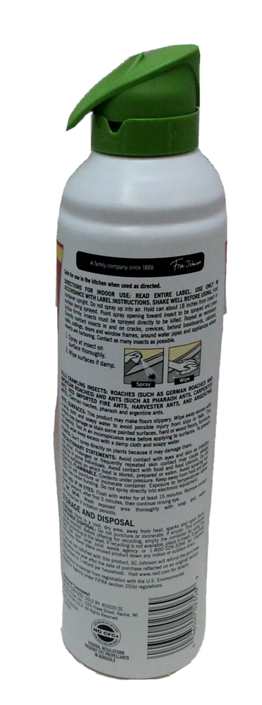 Raid Essentials Organic Ant & Roach Killer Aerosol Spray Essential Oils 10 oz