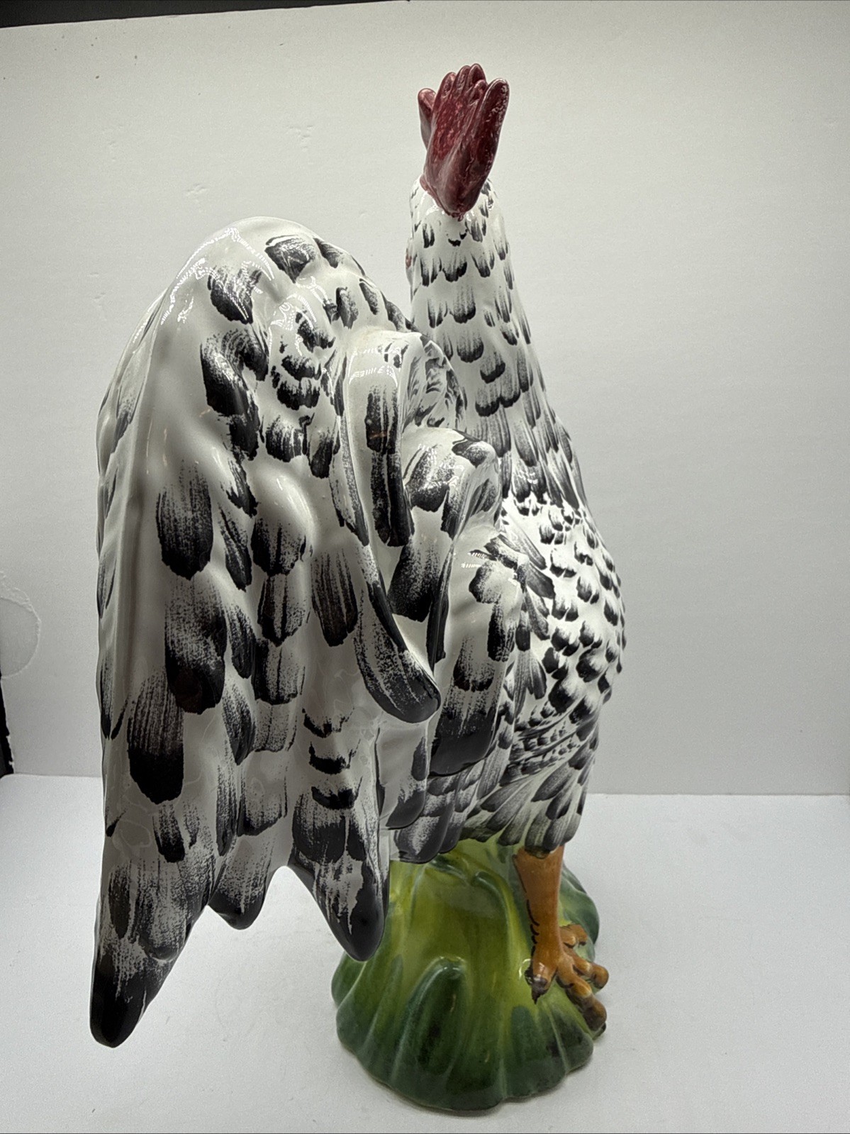 Stunning Speckled Rooster Sculpture-Italy Intrada Ceramic-16"H