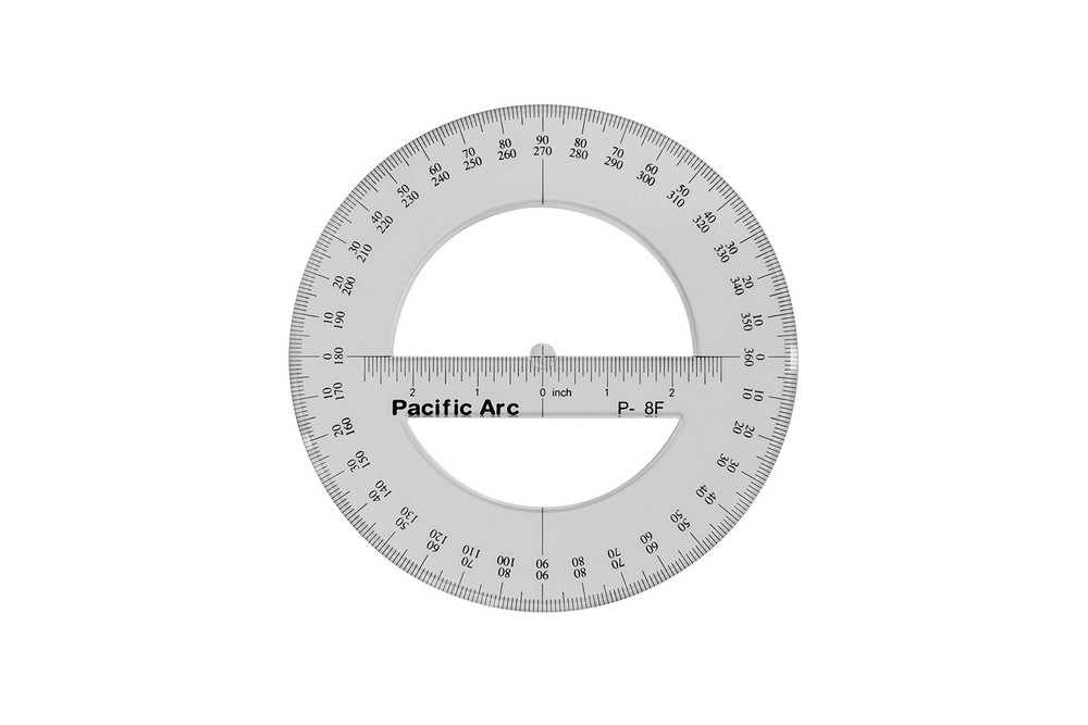 8 Inch 360 Degree Plastic Circular Protractor Clear Drafting Tool Measuring