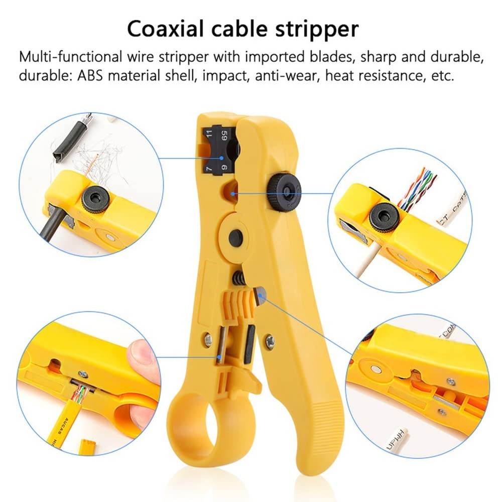 Network Tool Kit Professional Coax Crimper Tool Kit Coaxial Compression Strip...