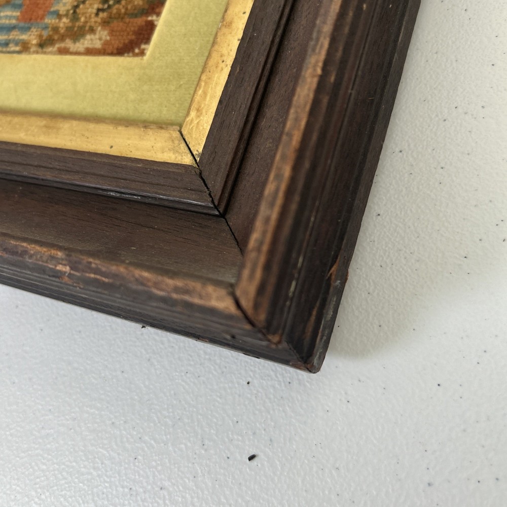 Vintage Framed Needlepoint Castle
