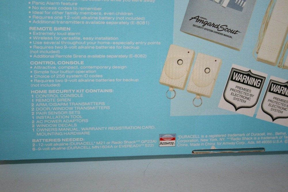 Amway Amgard Scout Model: E-8079 Complete Set Wireless Security Alarm System
