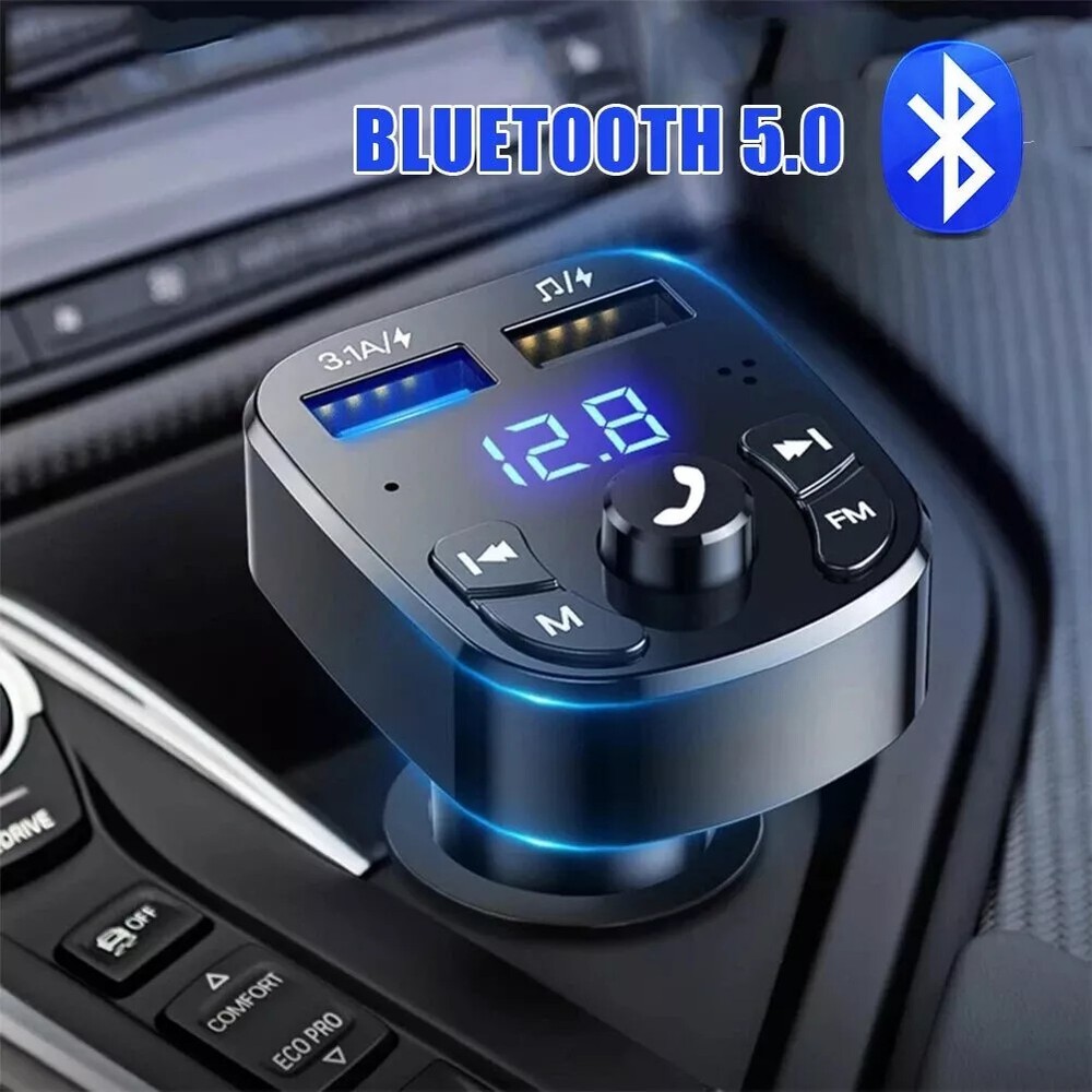Bluetooth 5.0 Car Wireless FM Transmitter Adapter 2USB PD Charger AUX Hands-Free
