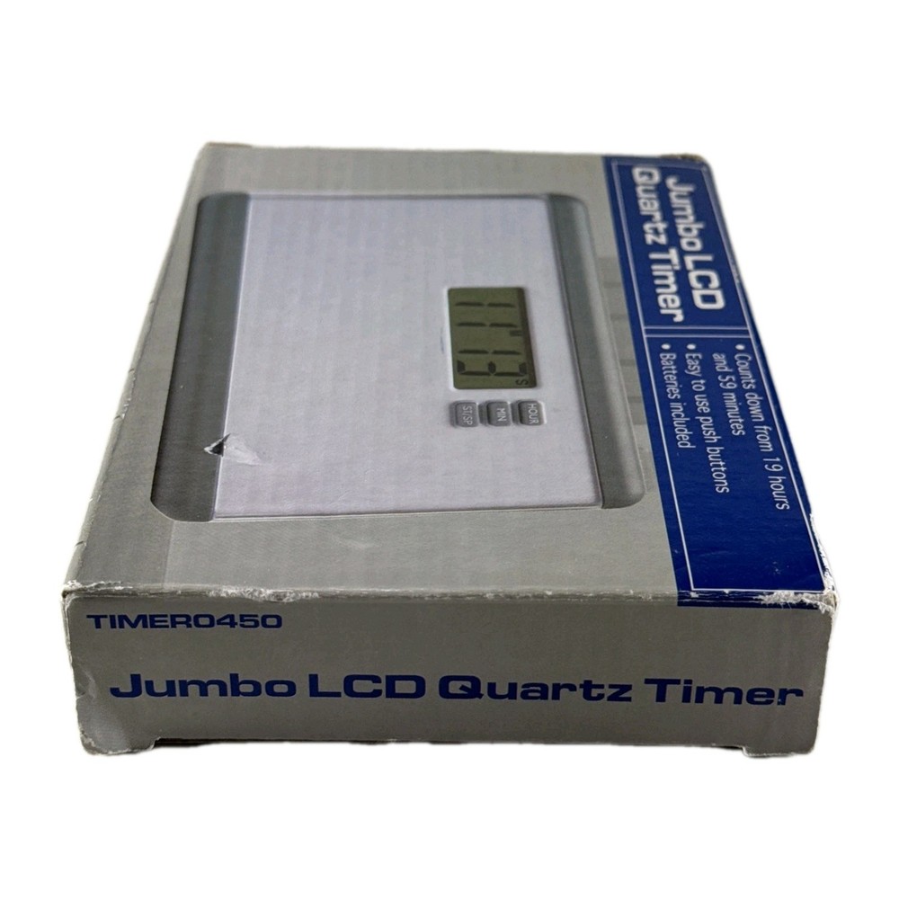 Jumbo LCD Quartz Timer Digital Countdown Kitchen Timer Battery Powered Open Box