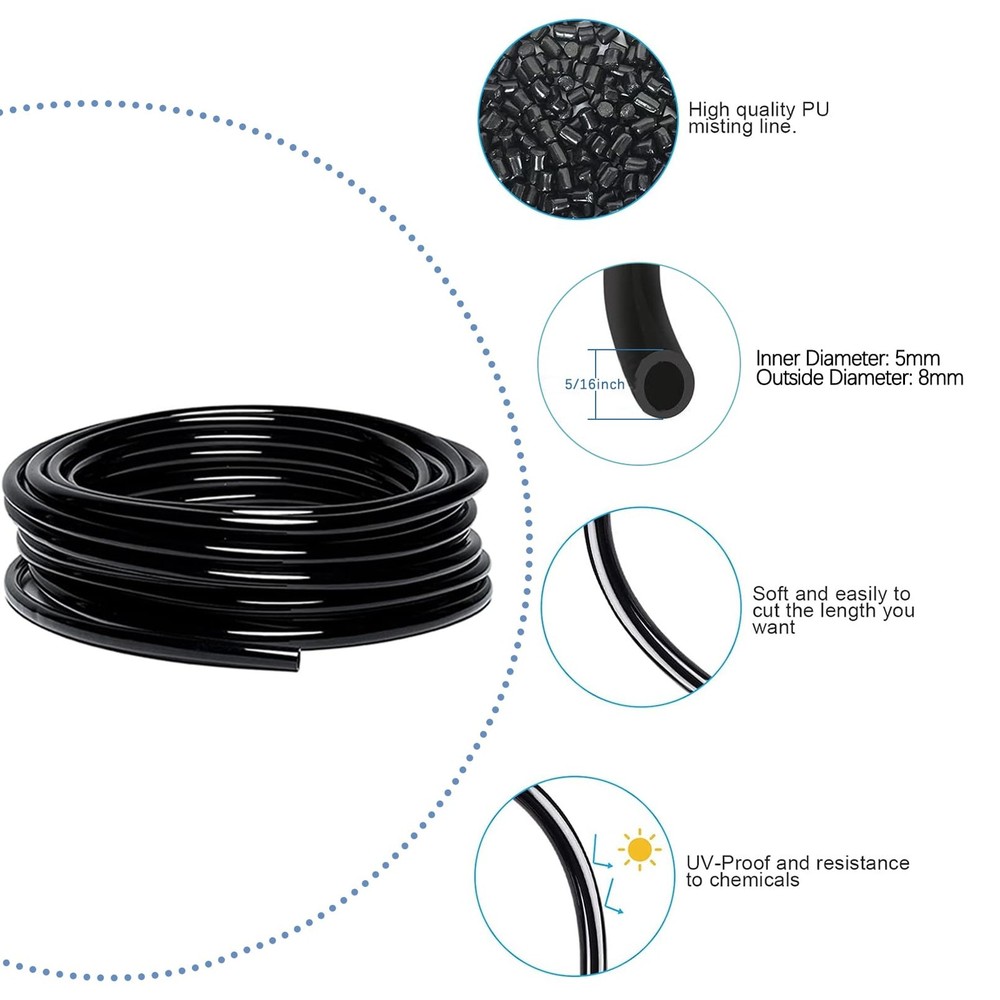 49.21Ft Drip Irrigation Kit Automatic Drip Irrigation System, 360° Bendable G...