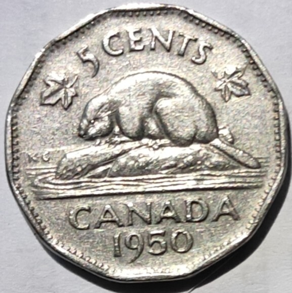 1950 Canada Five Cent Nickel King George VI