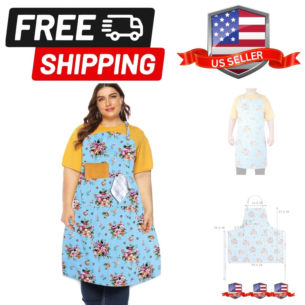 Extra Large Canvas Cotton Apron for Men & Women, Plus Size Durable Aprons wit...