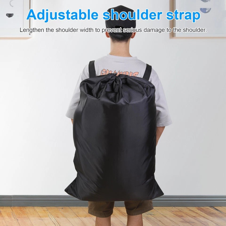 Large Laundry Backpack Bag Luggage Storage Shoulder Strap Heavy Duty Drawstring