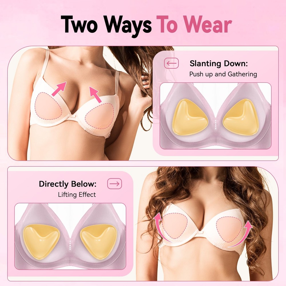 Mearter Ultra Push up Sticky Bra Pads Inserts | Double Sided Large, Beige