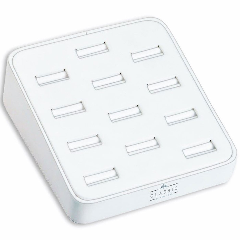 Classic Display for Ring White Leatherette Material, 12 Slots DSP-002