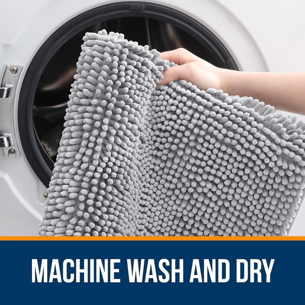 30x20, Extra Soft Absorbent Chenille Bath Rugs, Grey