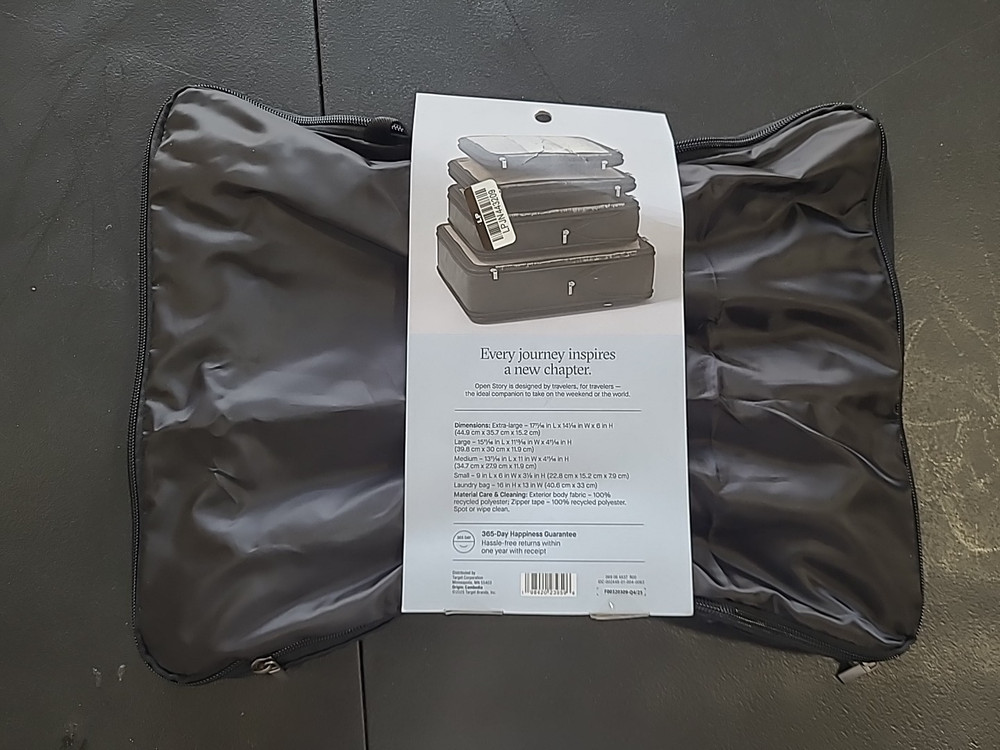 OPEN STORY 7PC PACKING CUBE SET WITH COMPRESSION - BLACK