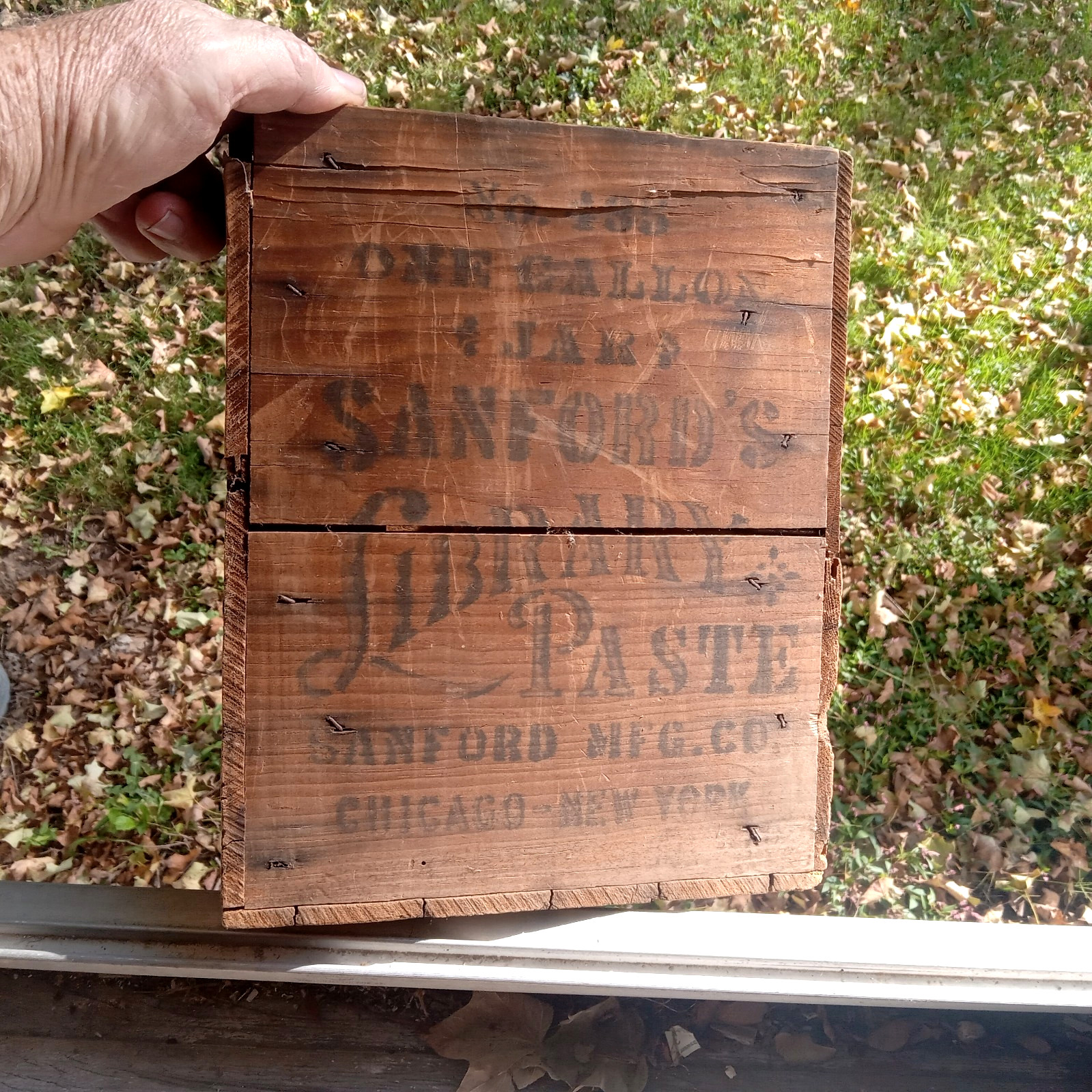 SANFORD'S INKS LIBRARY PASTE WOOD SHIPPING BOX 100 YEARS OLD PRINTED ALL 4 SIDES