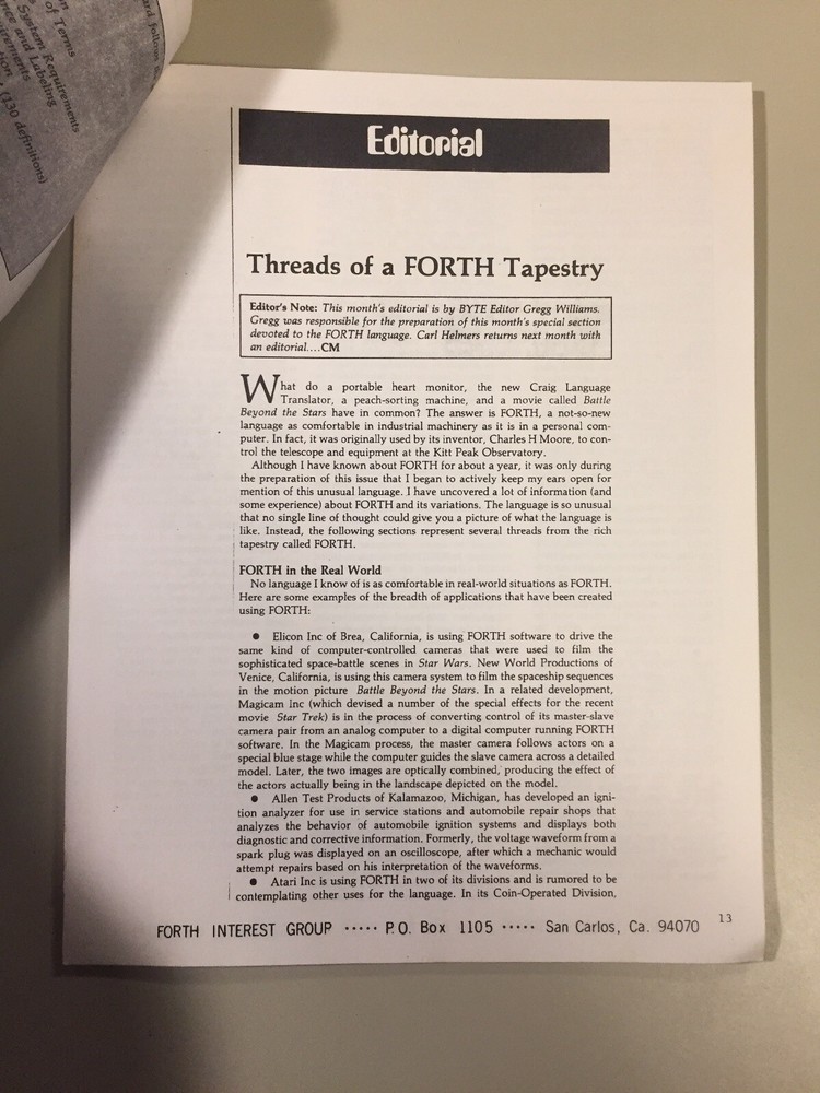 Vintage 1980 Forth Interest Group BYTE Magazine Forth Language Reprints