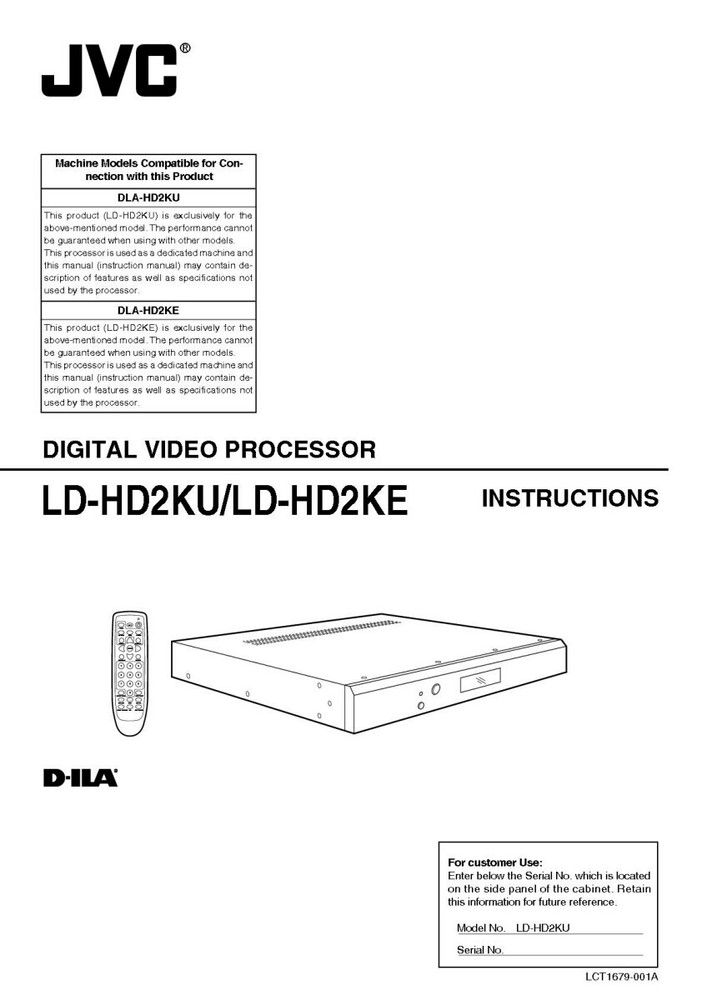 JVC LD-HD2KU LD-HD2KE Processor Owners Instruction Manual Reprint