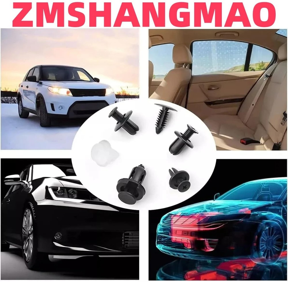 100 Pcs Bumper Clips Plastic Rivets Auto Push Pin Fasteners