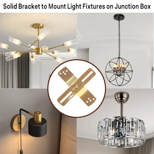 Light Fixture Mounting Brackets, Adjustable Mounting Plates for 4" J-Box,