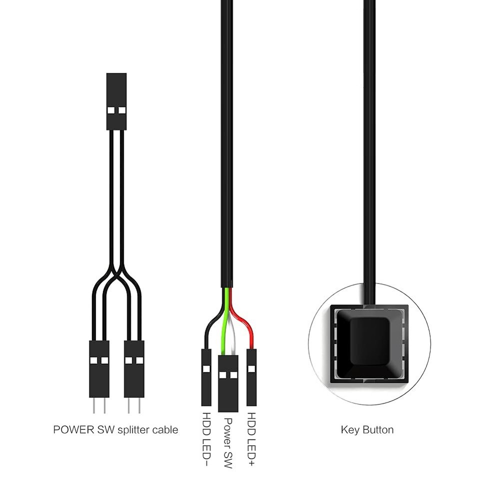DKE Desktop Computer Power Switch 2.1cm X / 2.5cm thickness, Black
