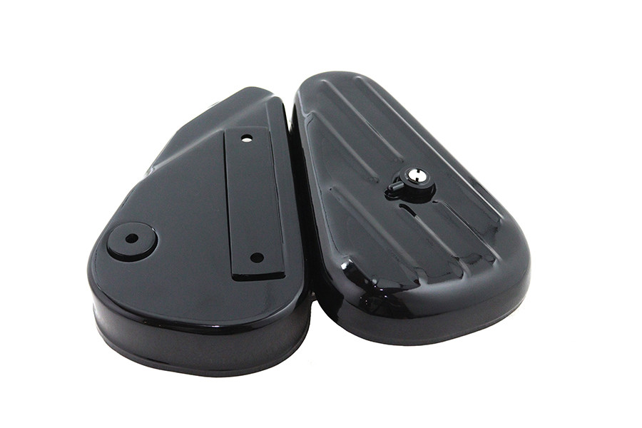 Black Left Side Oval Tool Box fits Harley Davidson