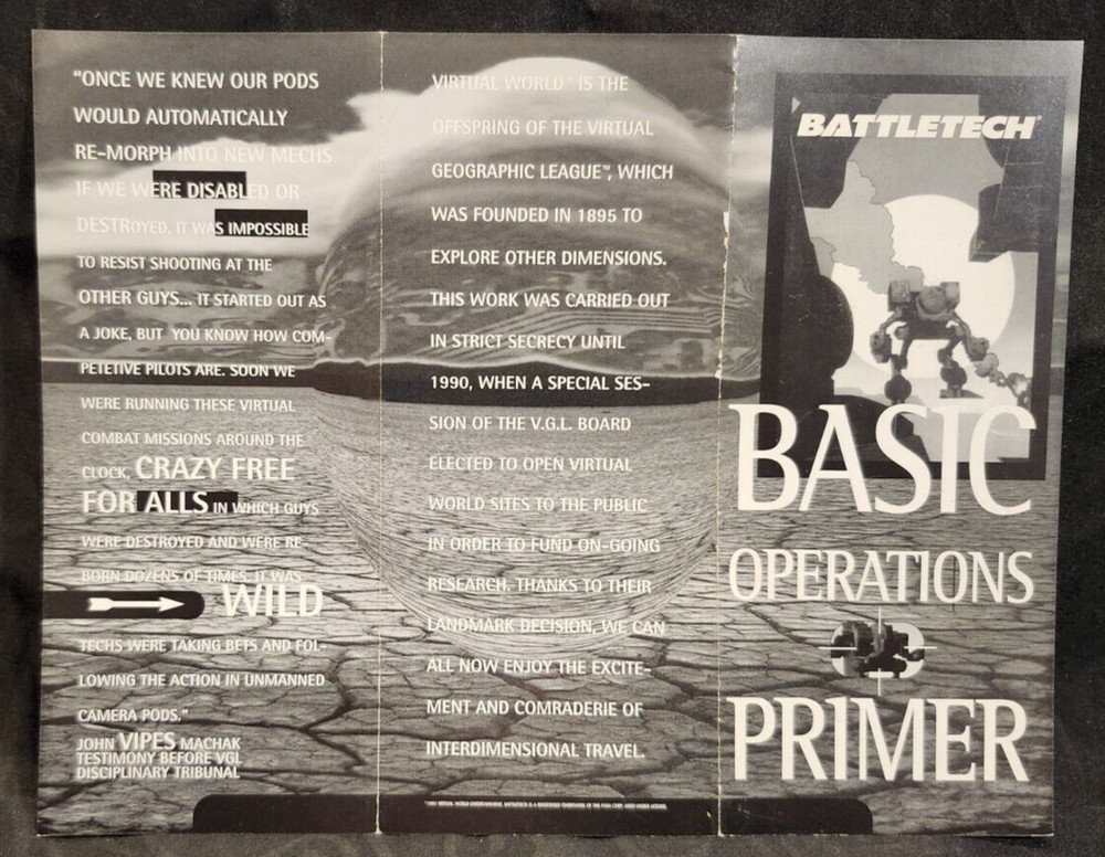 BattleTech Basic Operations Primer Tri-fold Pamphlet Flier Brochure