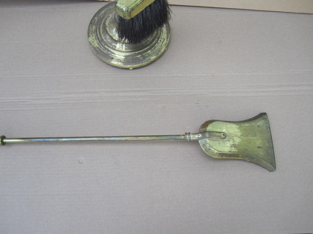 Vintage 5 Piece Solid Brass Fireplace Tool Set 30"