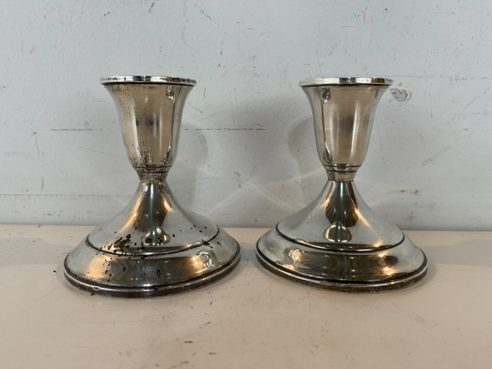 Vintage Towle Sterling Pair of Weighted Candle Holders #512