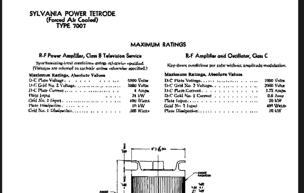 RCA 6166A 7007 Ceramic RF Beam Power transmitting Tube 12KW Radio Station PULL